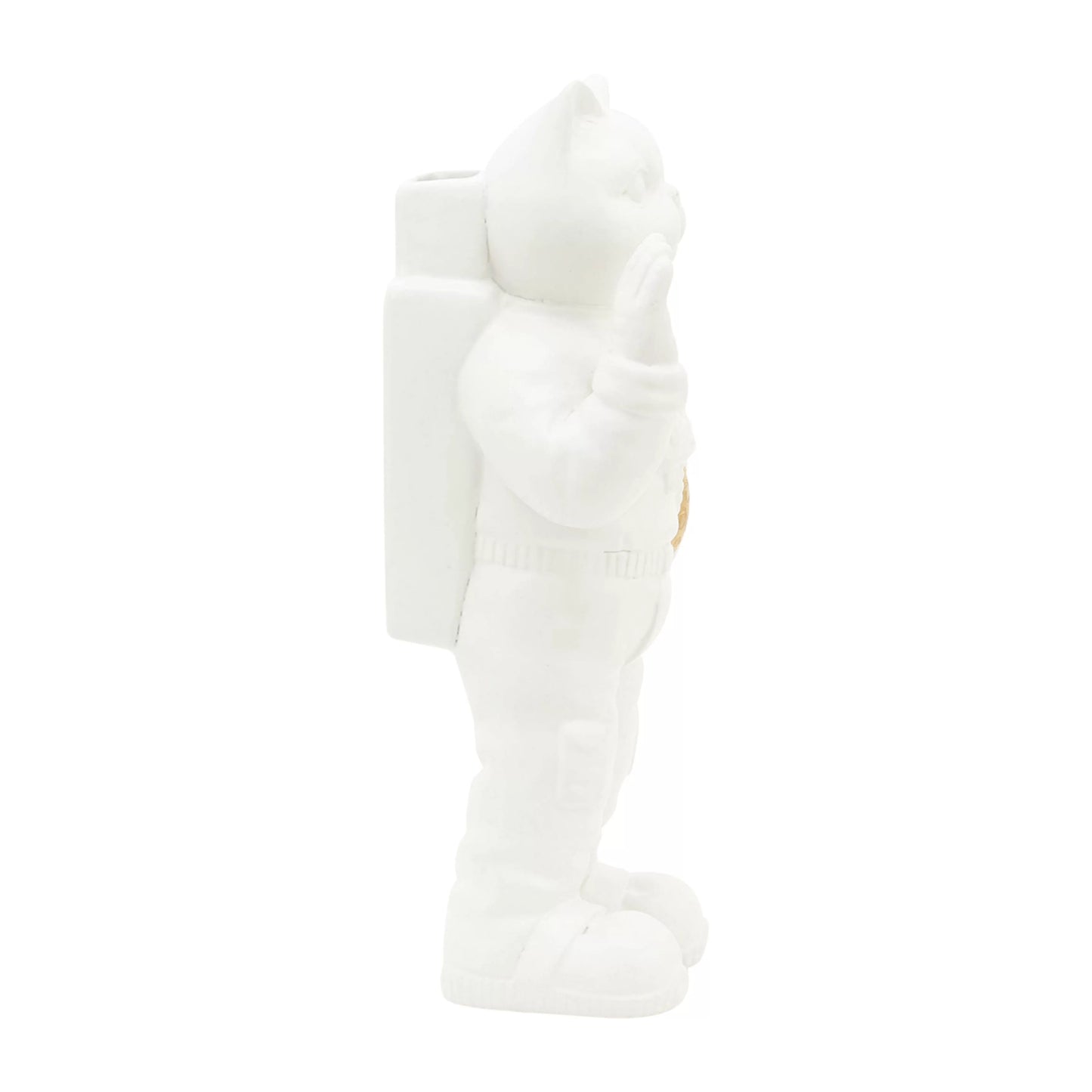 Figura decorativa de cerámica de 12" con forma de gato Astro de Sagebrook Home, color blanco y dorado