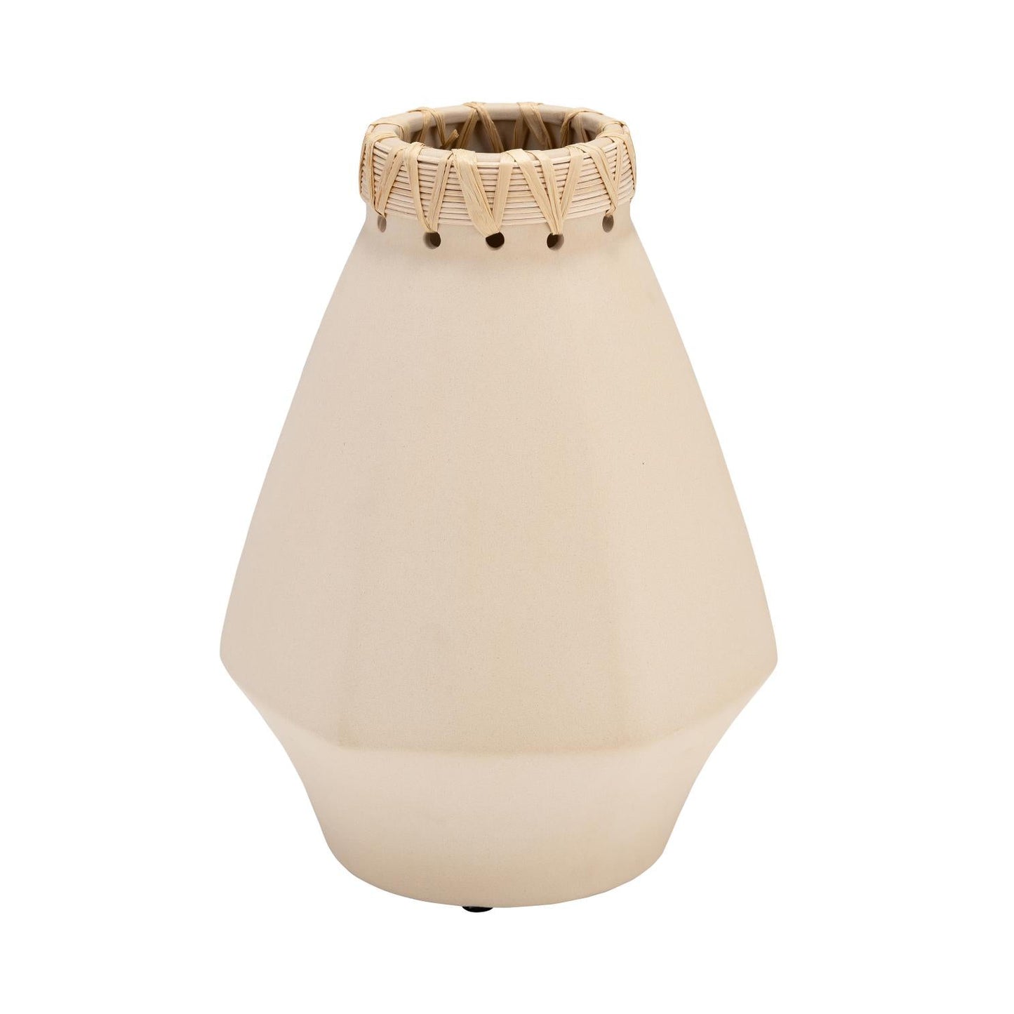 Sagebrook Home Contemporary 10" Ceramic Vase with Weaving - Ivory/Beige