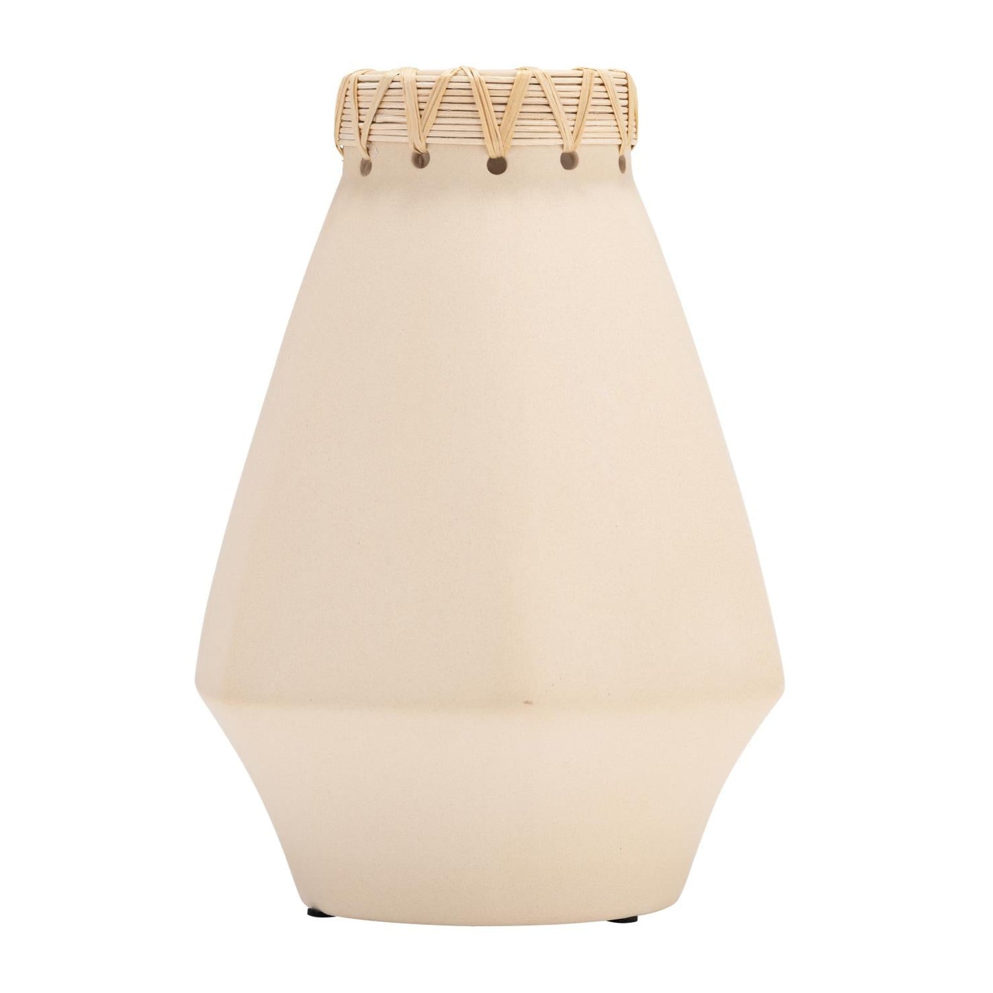 Jarrón de cerámica contemporáneo de 10" con tejido de Sagebrook Home - Marfil/Beige