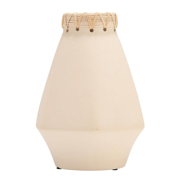 Jarrón de cerámica contemporáneo de 10" con tejido de Sagebrook Home - Marfil/Beige