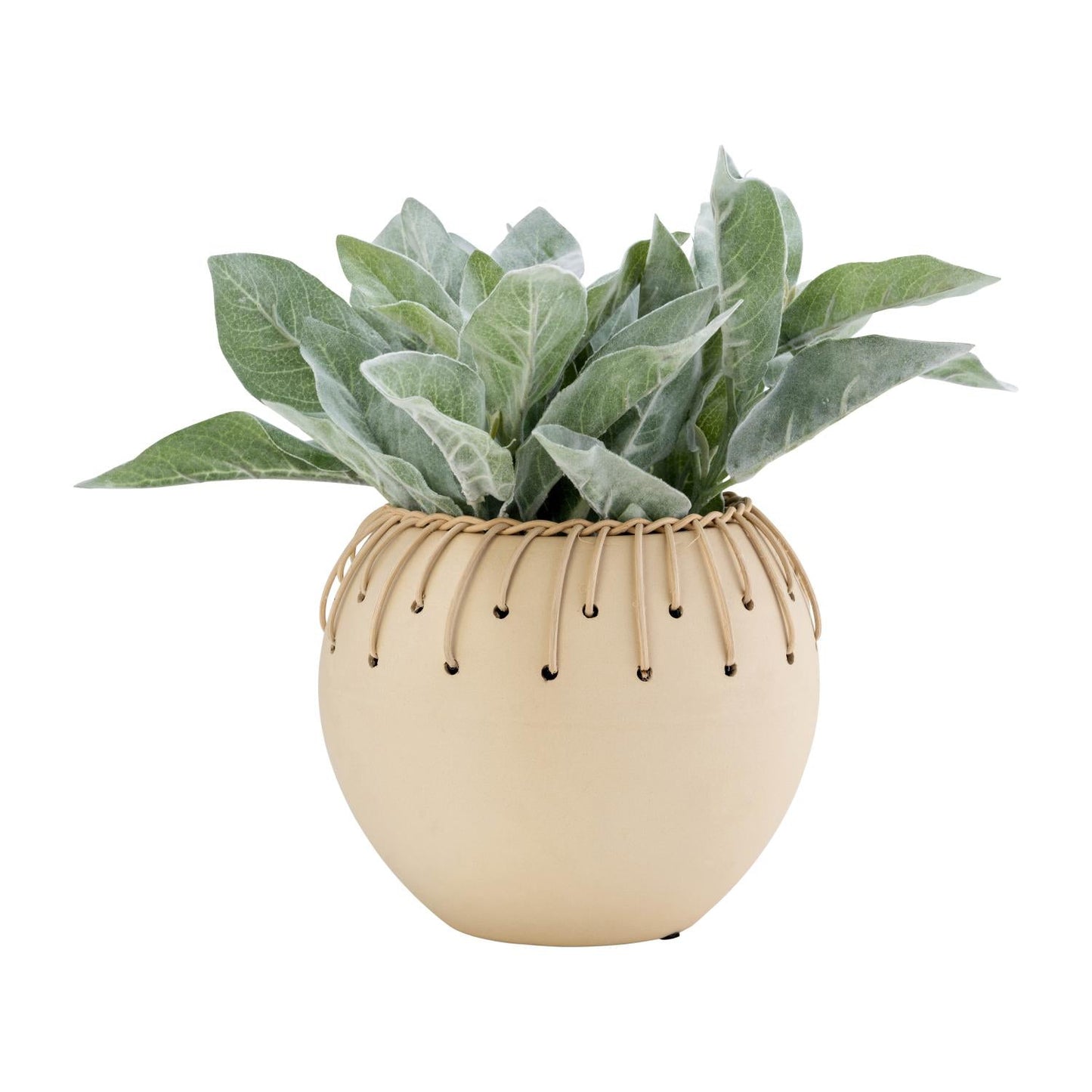 Cuenco de cerámica de 7" con tejido de Sagebrook Home - Beige marfil