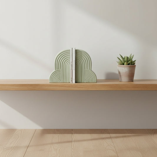 Sagebrook Home 10" Ceramic Arches Bookends (Set of 2) - Green