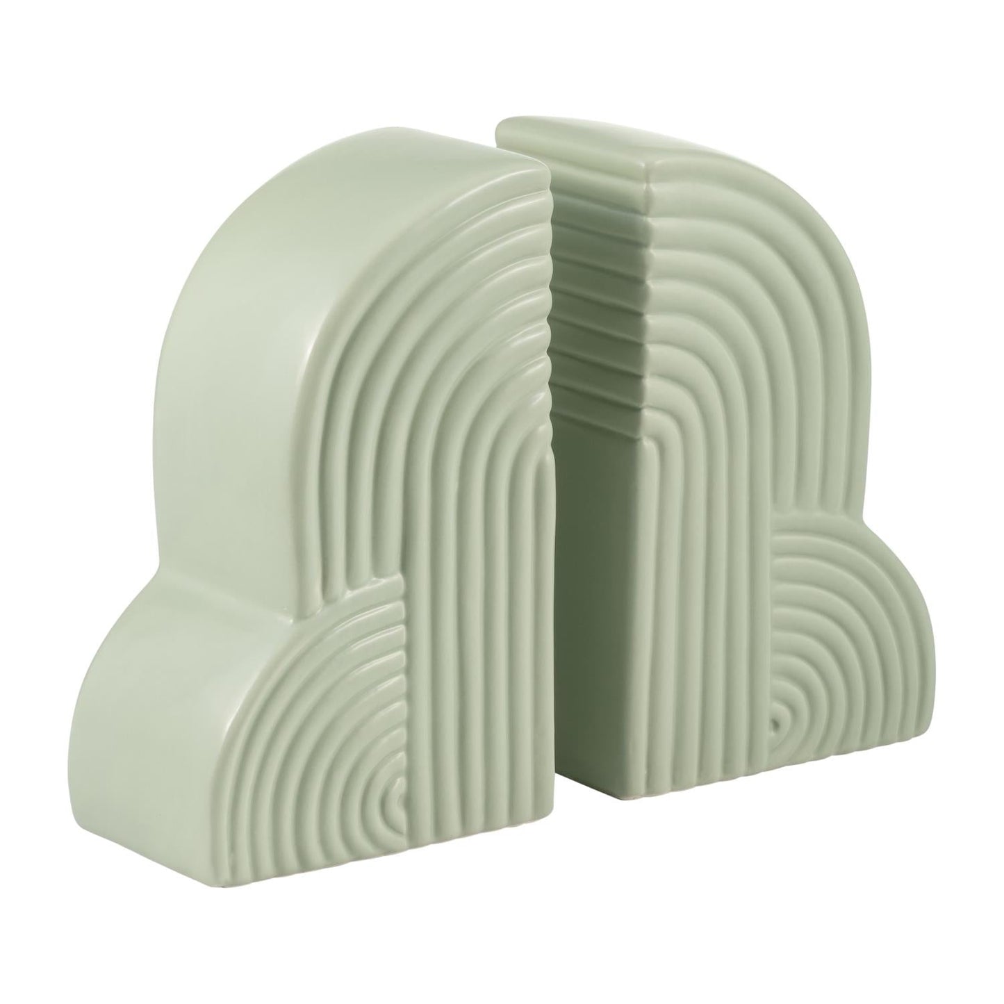 Sagebrook Home 10" Ceramic Arches Bookends (Set of 2) - Green