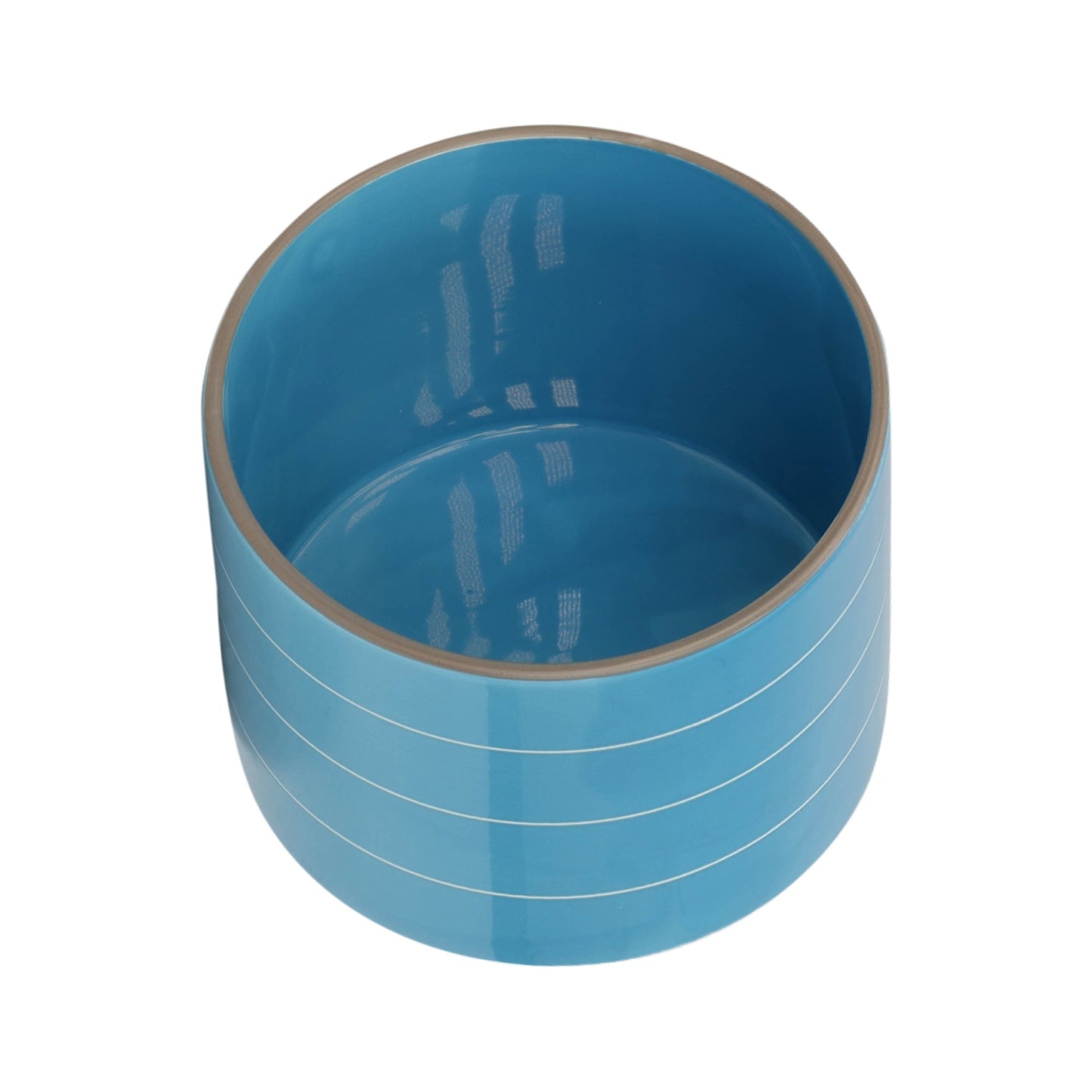 Casa Sagebrook
 Jardinera a rayas de 8" con soporte de madera - Azul cielo