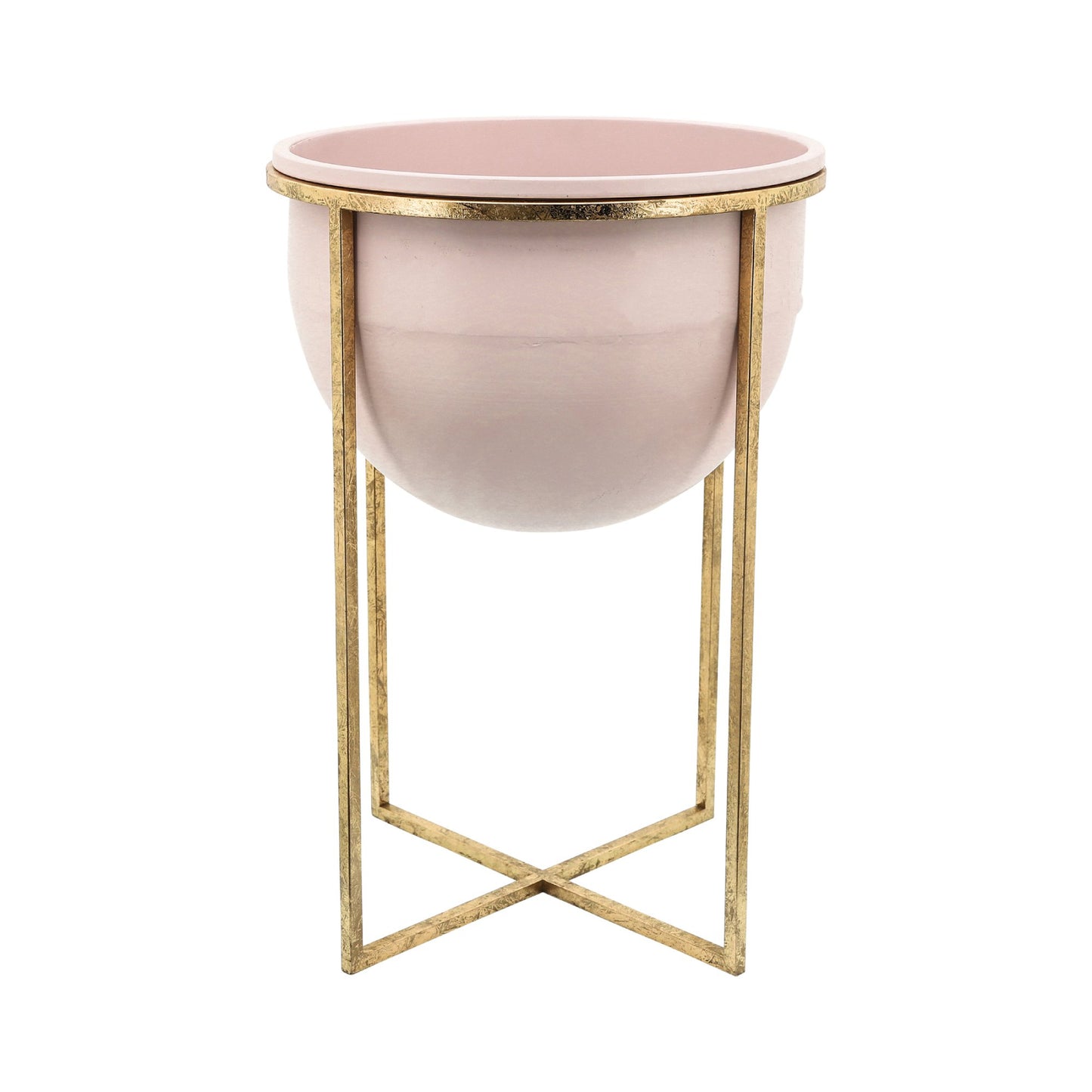 Sagebrook Home Contemporary Metal Planter with Stand (Set of 2) - Pink/Gold