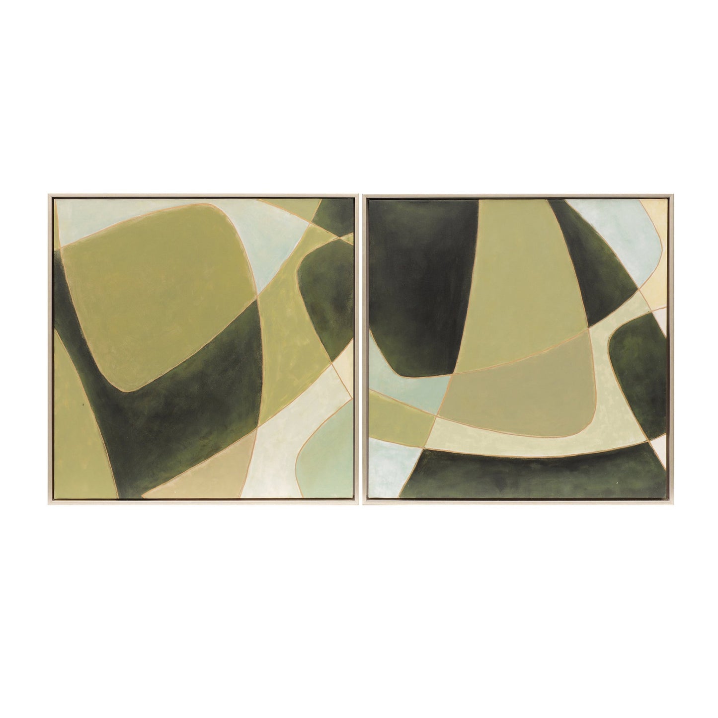 Sagebrook Home Modern 25" Abstract Oil Painting (Set of 2) - Black/Gold