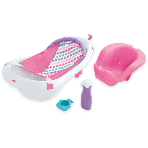 Bañera con asiento y eslinga 4 en 1 de Fisher-Price, color rosa y blanco