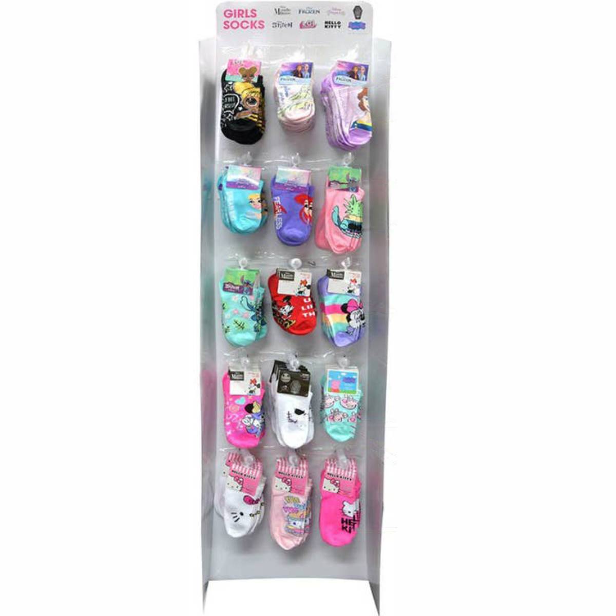Assortment Licensed Character Girl's Socks with Printed Header - Assorted