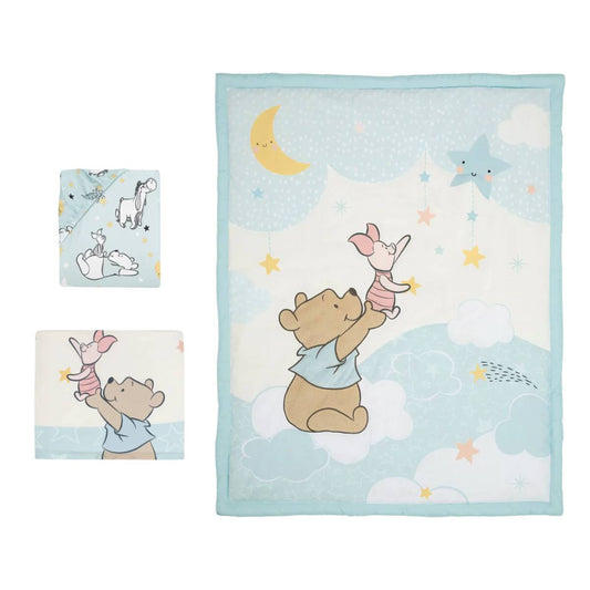 Lambs and Ivy Disney Starlight Pooh Nursery Crib Bedding Set (3 Piece) - Blue