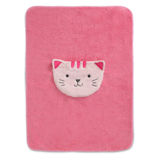 Manta de sherpa con bolsillo de almacenamiento para niños de Delta: gato magenta