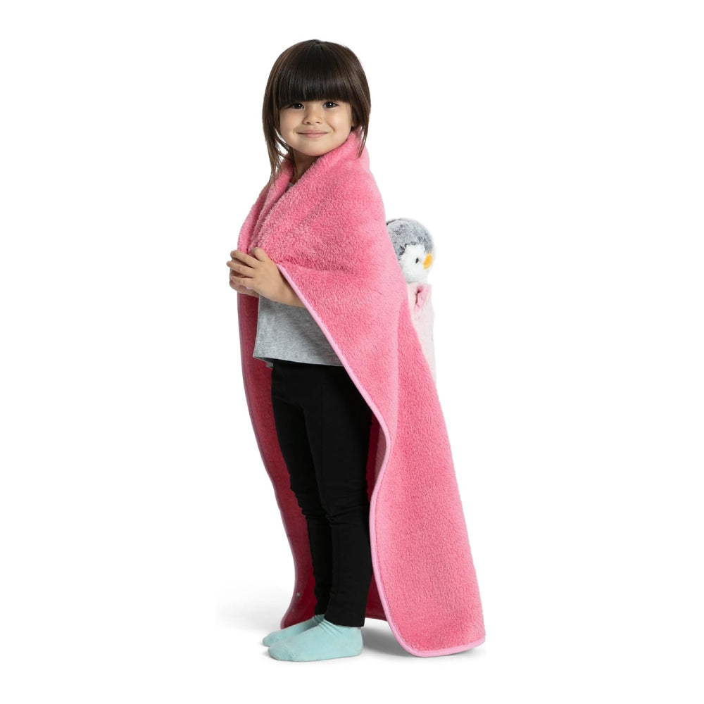 Manta de sherpa con bolsillo de almacenamiento para niños de Delta: gato magenta