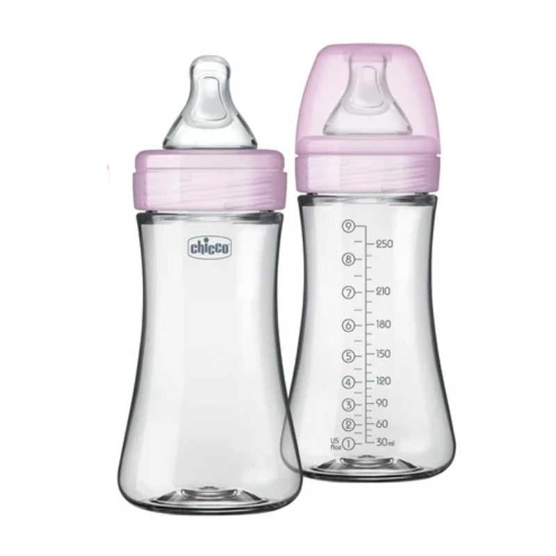 Chicco Duo 9oz Hybrid Baby Bottle with Invinci-Glass (Set of 2) - Pink