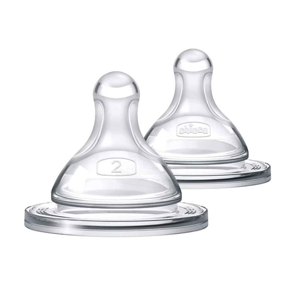 Chicco Duo Intui-Latch Stage 2 Medium Flow Baby Bottle Nipple 3+ Months (2-Piece) - Clear