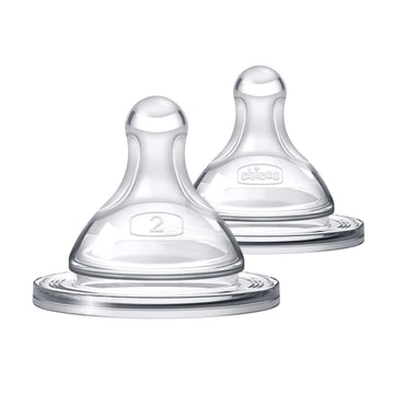 Chicco Duo Intui-Latch Stage 2 Medium Flow Baby Bottle Nipple 3+ Months (2-Piece) - Clear