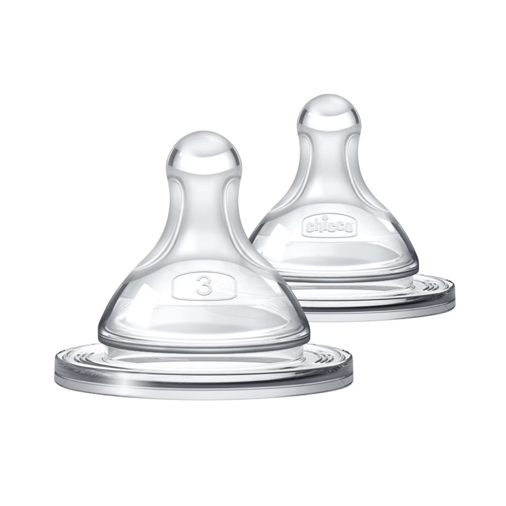 Chicco Duo Intui-Latch Stage 3 Fast Flow Baby Bottle Nipple 6+ Months (2-Piece) - Clear