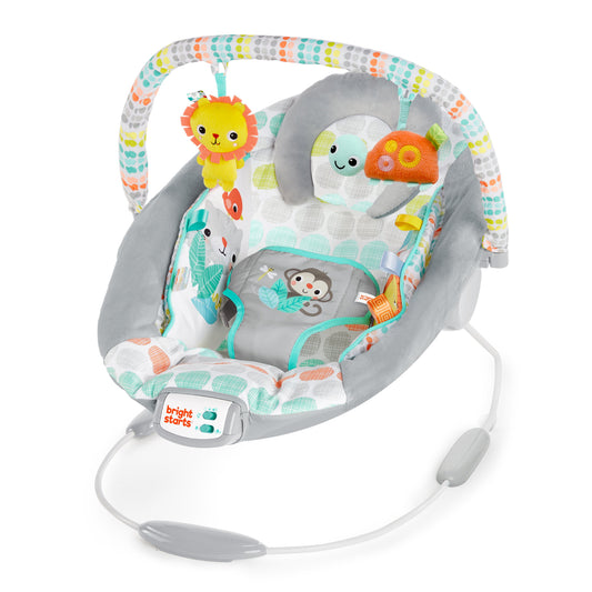Bright Starts Bouncer Seat with Soothing Vibration and Melodies - Whimsical Wild
