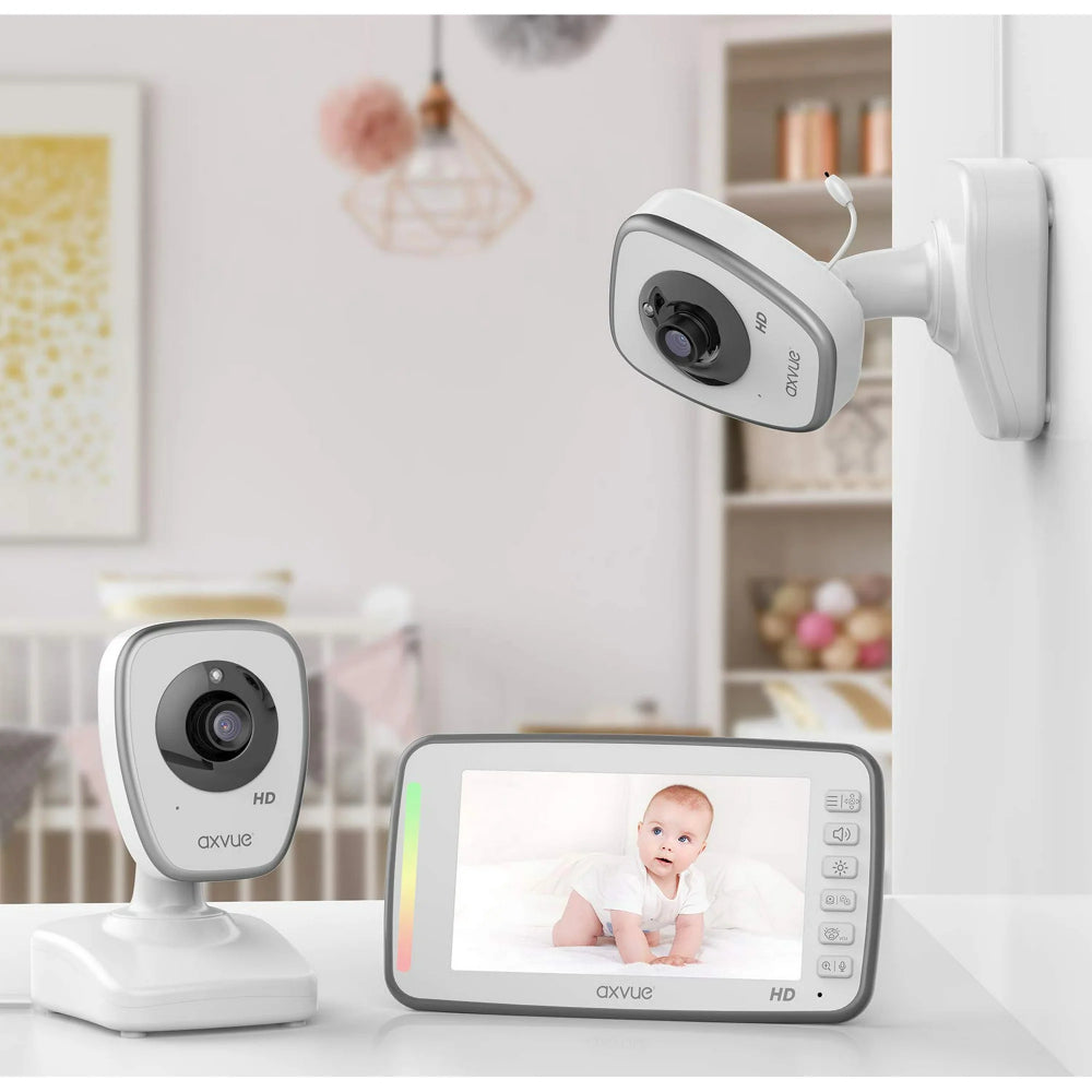 AXVUE 5" HD Screen Baby Monitor with 2 Camera - White