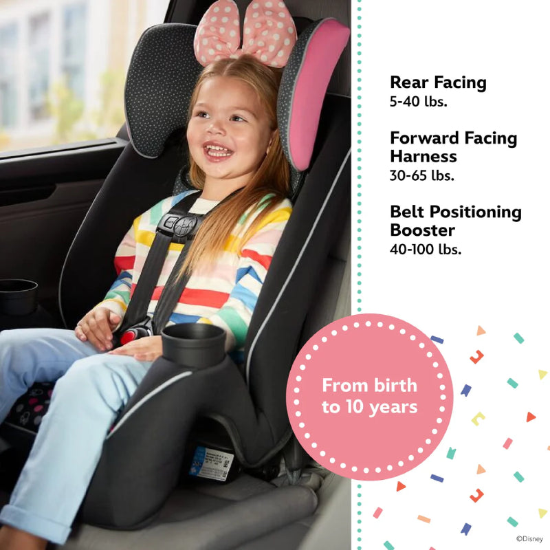 Disney Baby Easy Elite Slim All-In-One Convertible Car Seat - Black/Pink