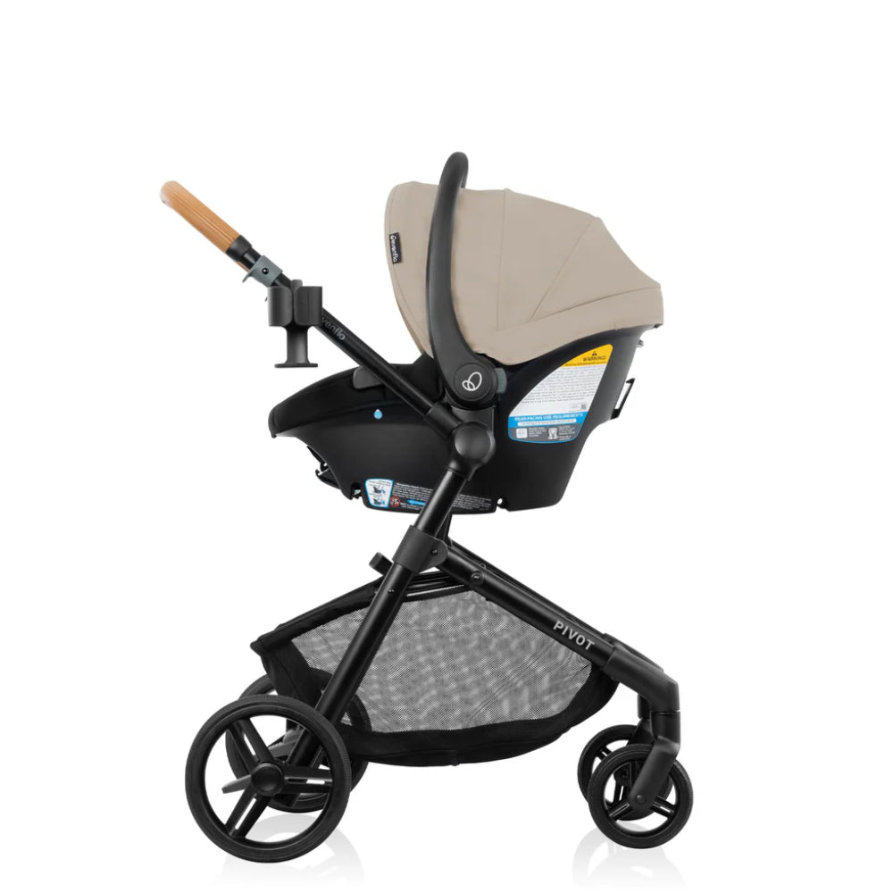 Evenflo Pivot Nxt Travel System with LiteMax Infant Car Seat - Black/Beige