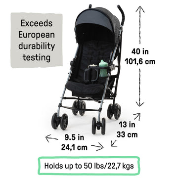 Ingenuity Summer 3Dlite Convenience Stroller with 5-Point Safety Harness and Adjustable Shoulder Straps - Black