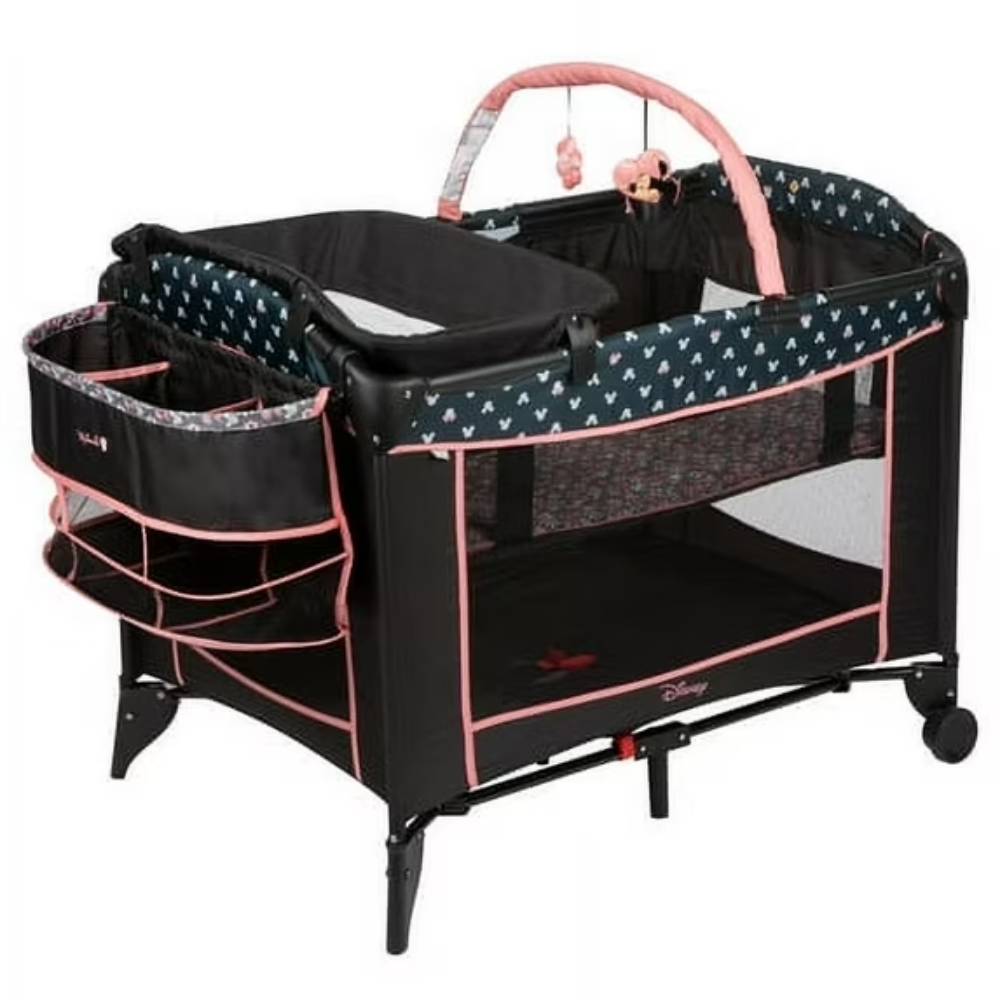 Disney Baby Sweet Wonder Play Yard with Bassinet and Toy Bar - Black/Blue