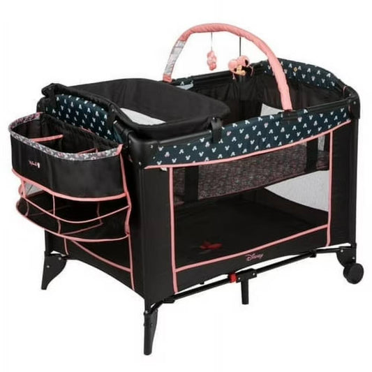 Disney Baby Sweet Wonder Play Yard with Bassinet and Toy Bar - Black/Blue