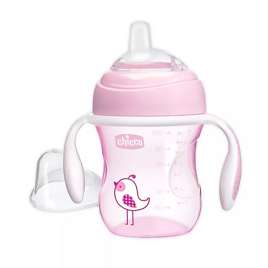 Vaso para bebé con boquilla de silicona de 7 oz de Chicco, color rosa 