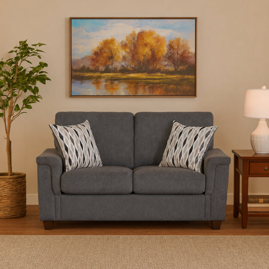 Chelsea 60" Loveseat with Decorative Pillows by Homelegance - Gray