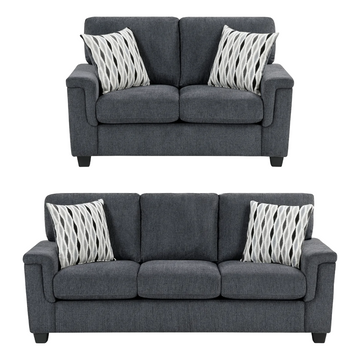 Chelsea Sofa and Loveseat with Decorative Pillows set by Homelegance - Gray