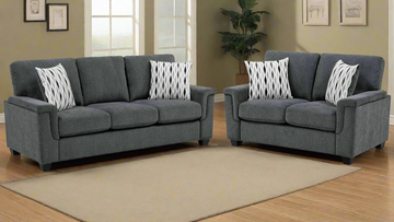 Chelsea Sofa and Loveseat with Decorative Pillows set by Homelegance - Gray