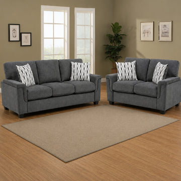 Chelsea Sofa and Loveseat with Decorative Pillows set by Homelegance - Gray