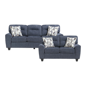 Vival 37" Sofa with Loveseat by Homelegance - Blue