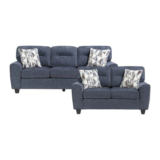 Vival Sofa with Loveseat by Homelegance - Blue