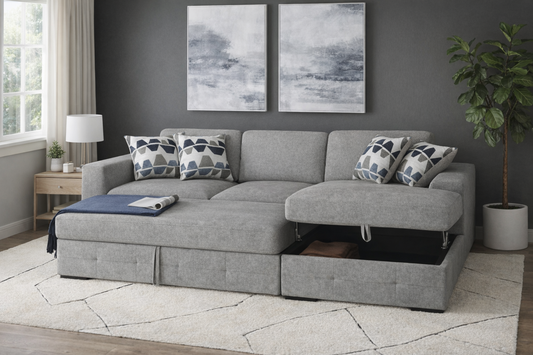 IBIZA Sofa Chaise with Storage - Grey