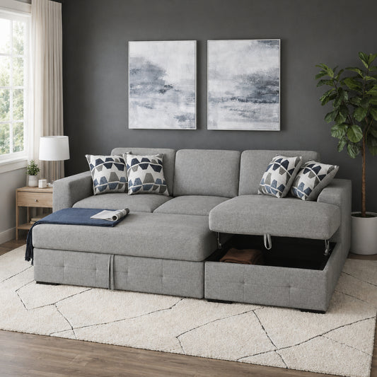 Ibiza Sofa Chaise with Storage by Elements - Gray