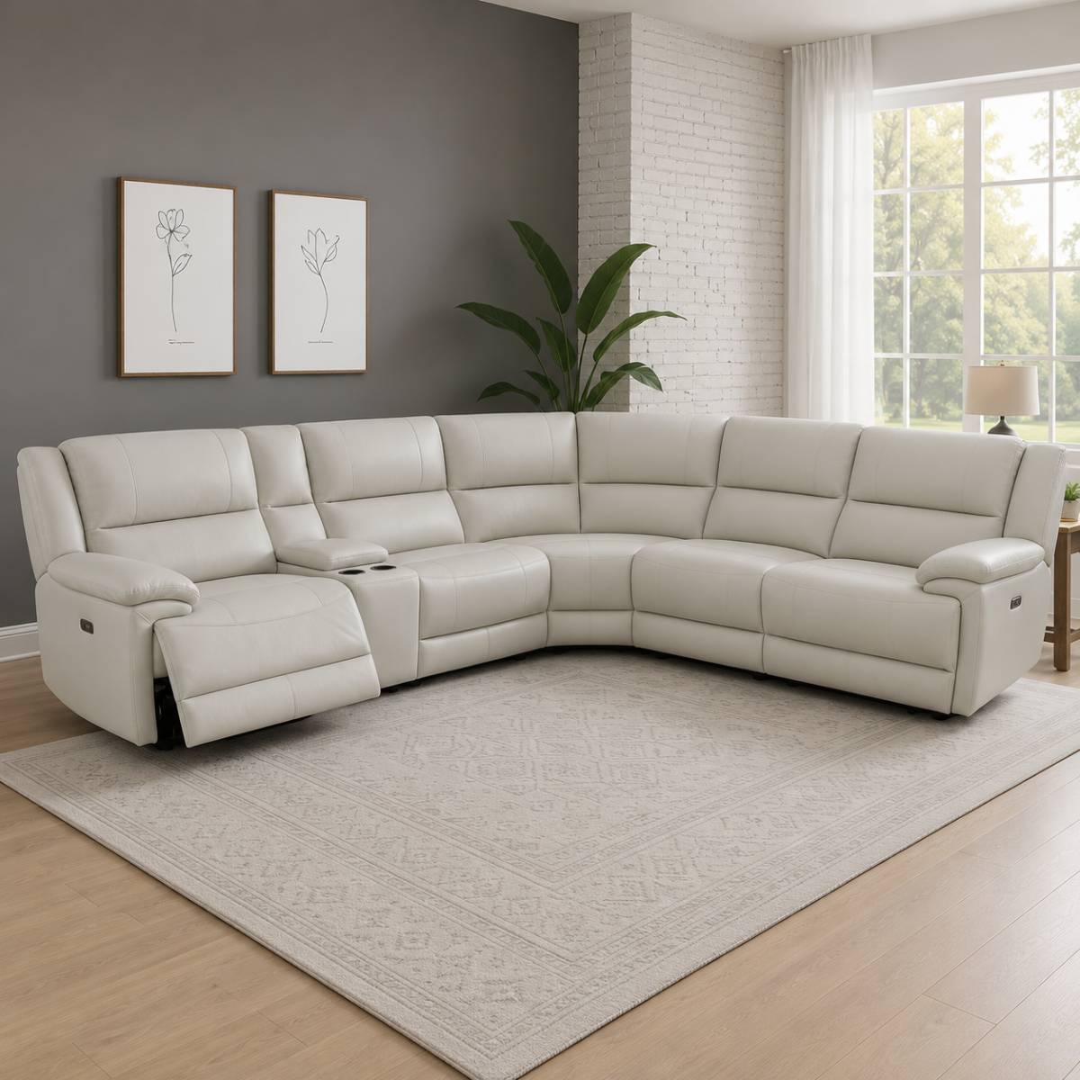 Madrid Power Reclining Sectional Sofa by Best Home - Beige