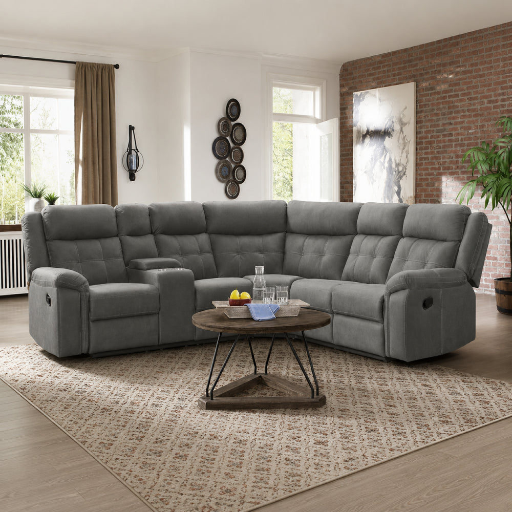 Seccional de 3 piezas de Best Home, color gris