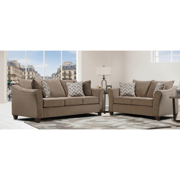 Albany 41" Sofa and Loveseat with Pillows by Best Home - Brown