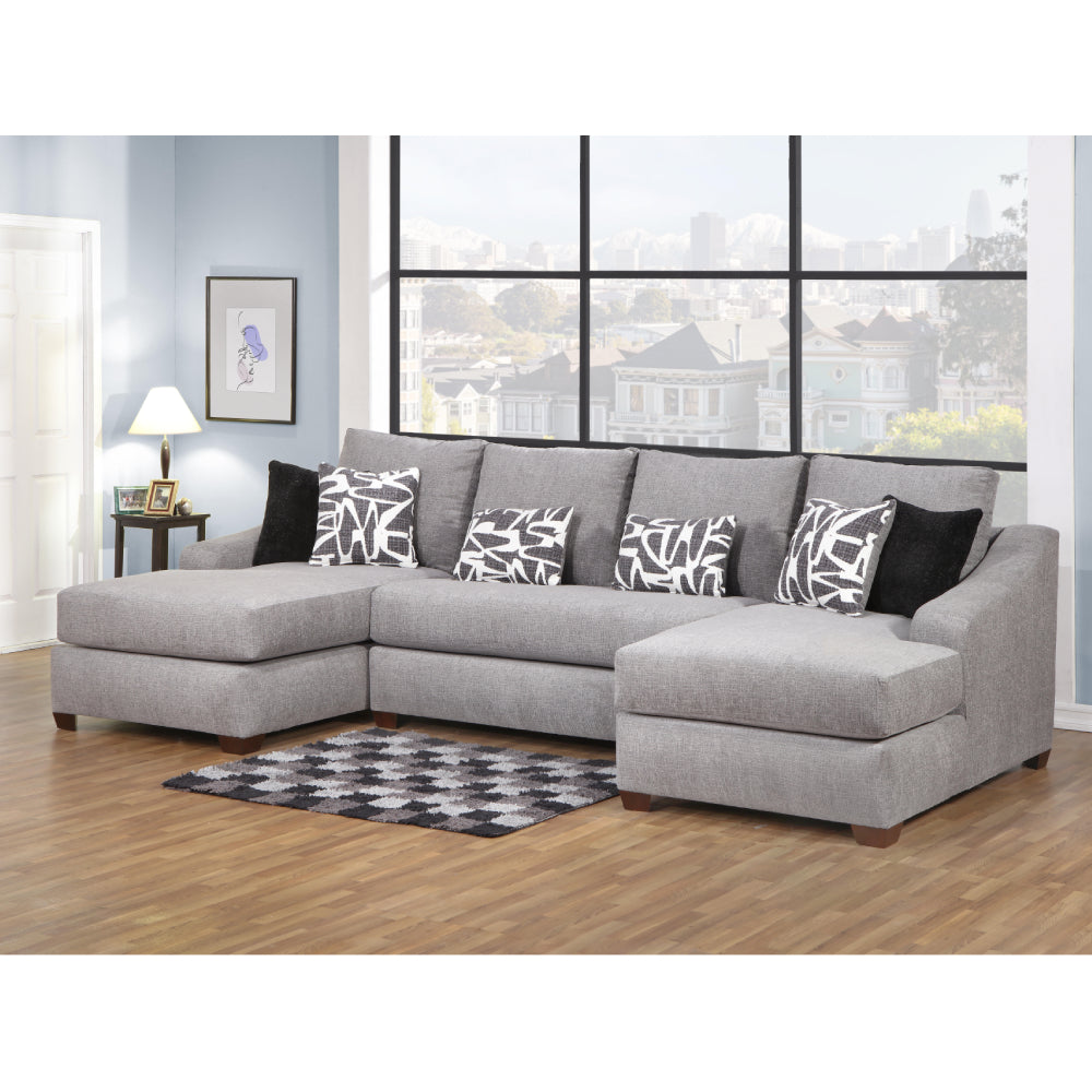 Melbourne Dual Chaise Sectional Sofa with 6 Pillows by Arely Furniture - Gray