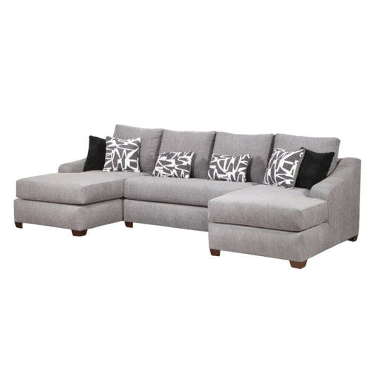 Melbourne Dual Chaise Sectional Sofa with 6 Pillows by Arely's Furniture - Gray