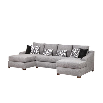 Melbourne Dual Chaise Sectional Sofa with 6 Pillows by Arely Furniture - Gray