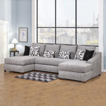 Melbourne Dual Chaise Sectional Sofa with 6 Pillows by Arely Furniture - Gray