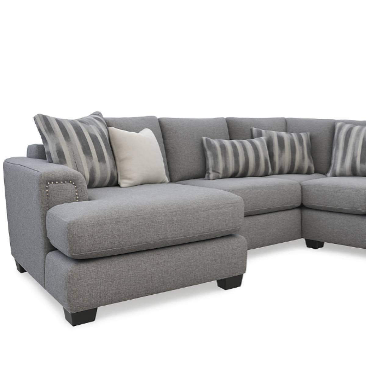 Sterling Stationary Sectional Sofa with 7 Pillows by Arely Furniture - Gray