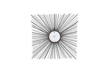 Contemporary 28 in. x 28 in. Iron Square Sunburst Wall Clock