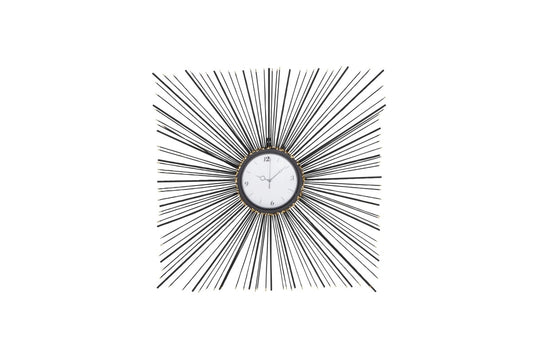 Contemporary 28 in. x 28 in. Iron Square Sunburst Wall Clock