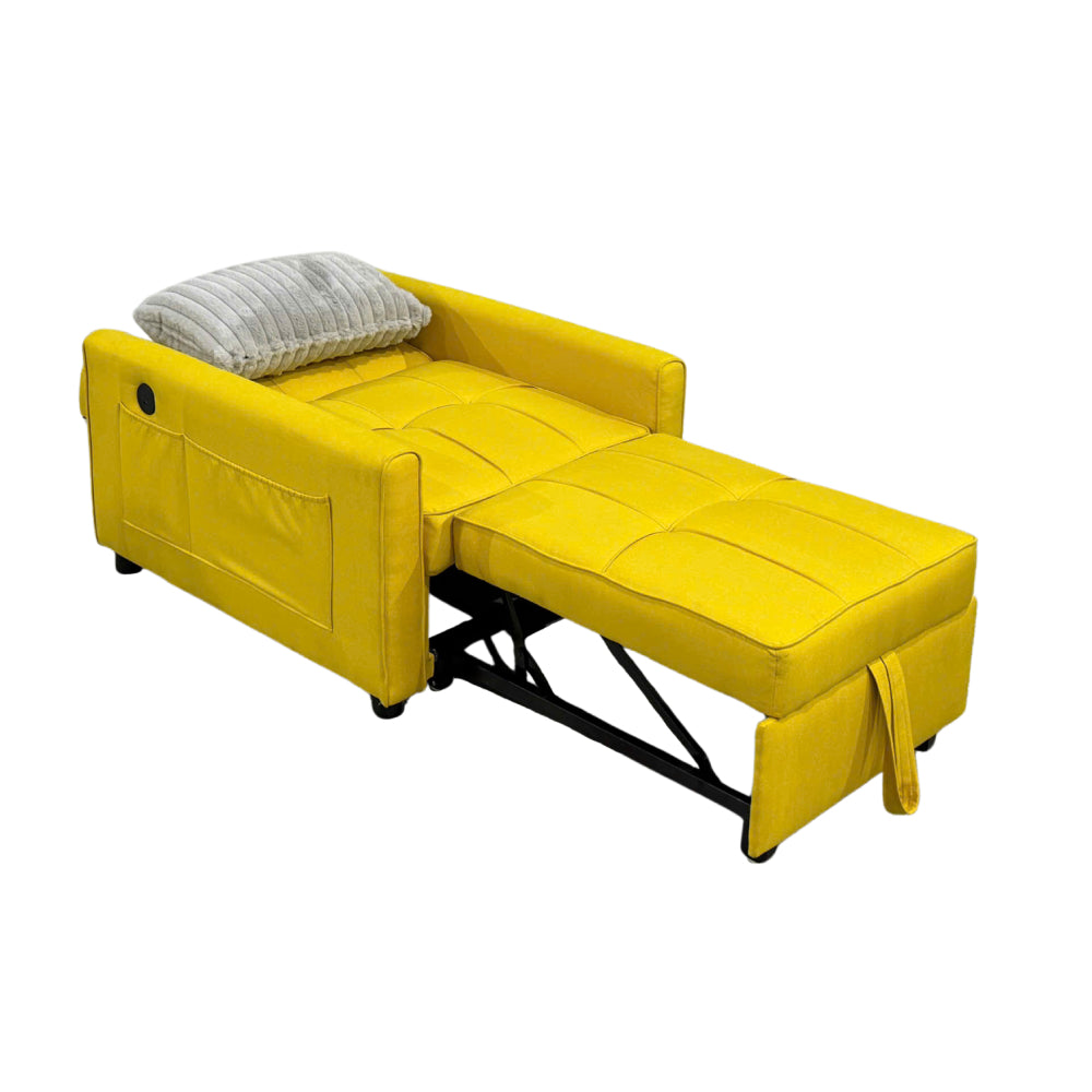Brazilia Convertible Sleeper Armchair with Pillow by Best Home - Yellow