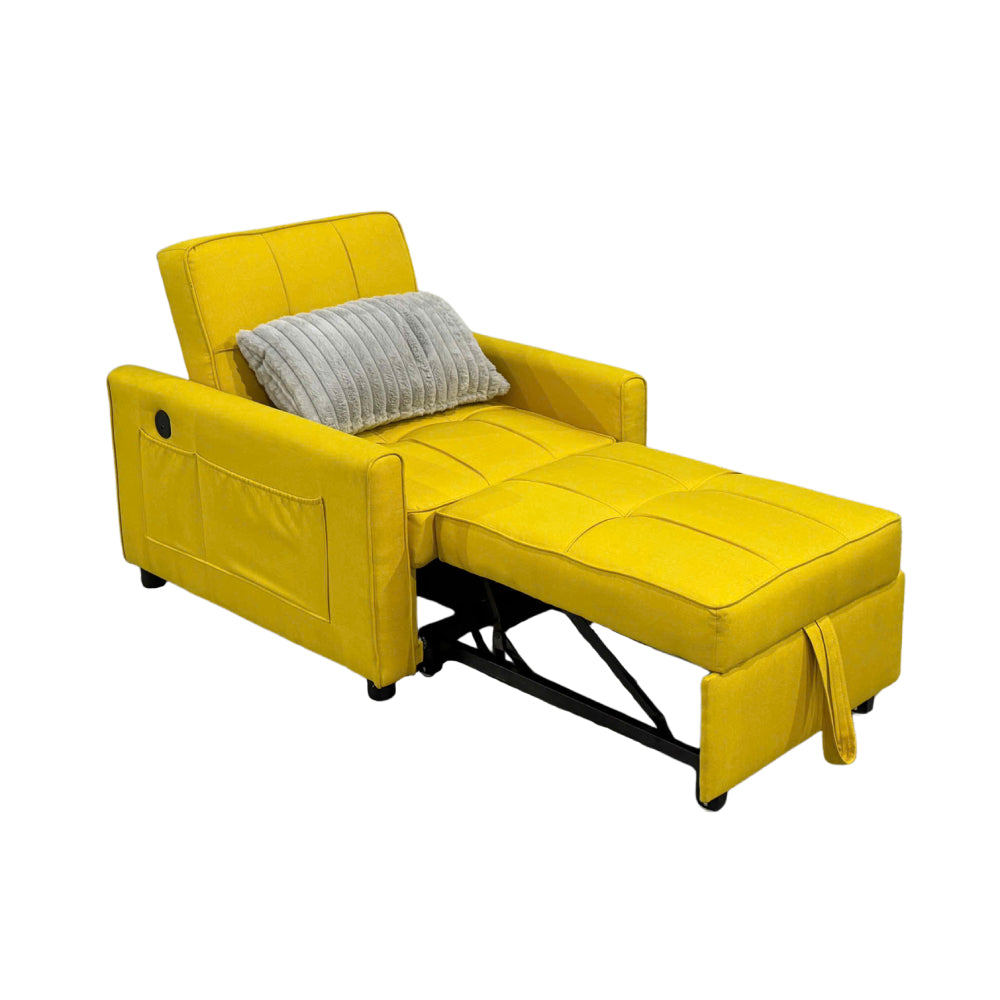 Brazilia Convertible Sleeper Armchair with Pillow by Best Home - Yellow