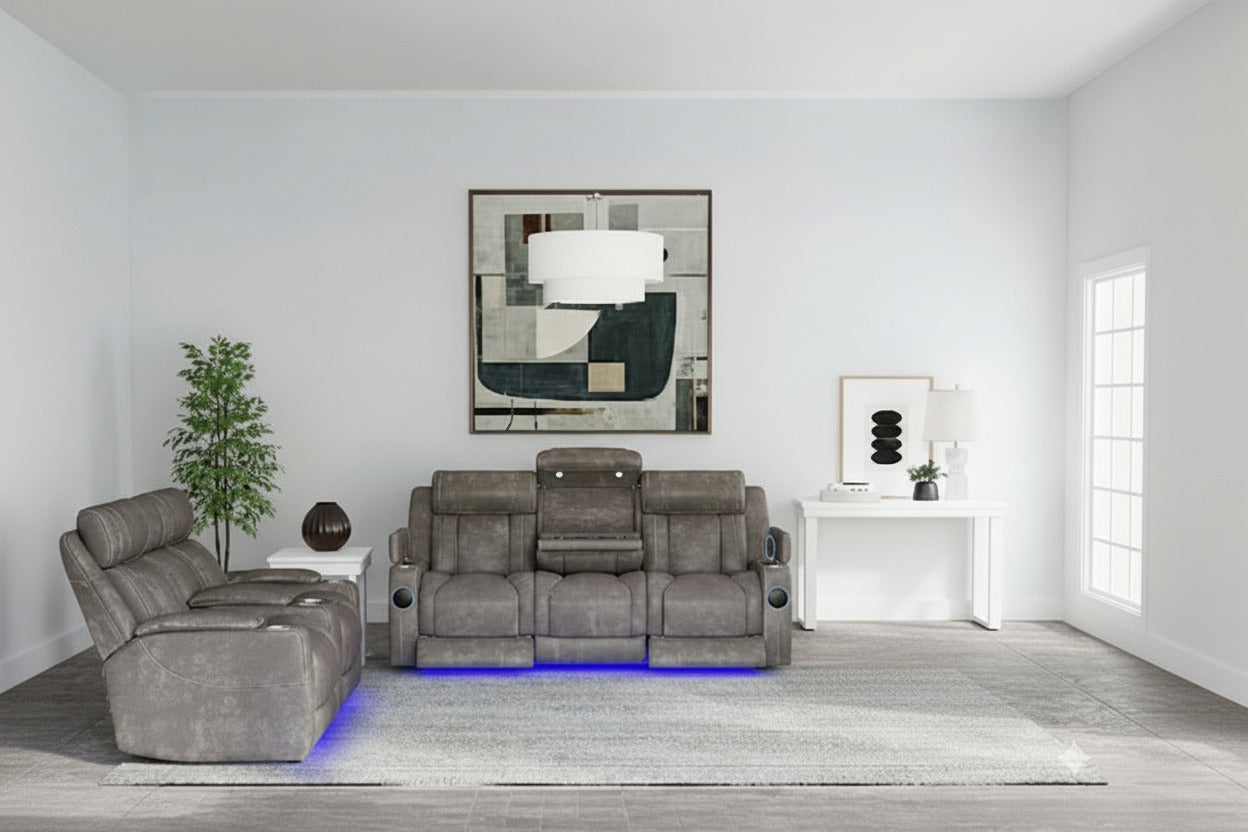 Dubai Power Recliner Sofa with Love Seat by Elements - Gray