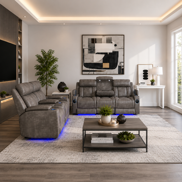 Dubai Power Recliner Sofa with Love Seat by Elements - Gray