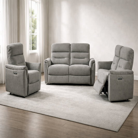 Joan Power Reclining Living Room Set (3-Piece) with USB by Acme Furniture - Gray